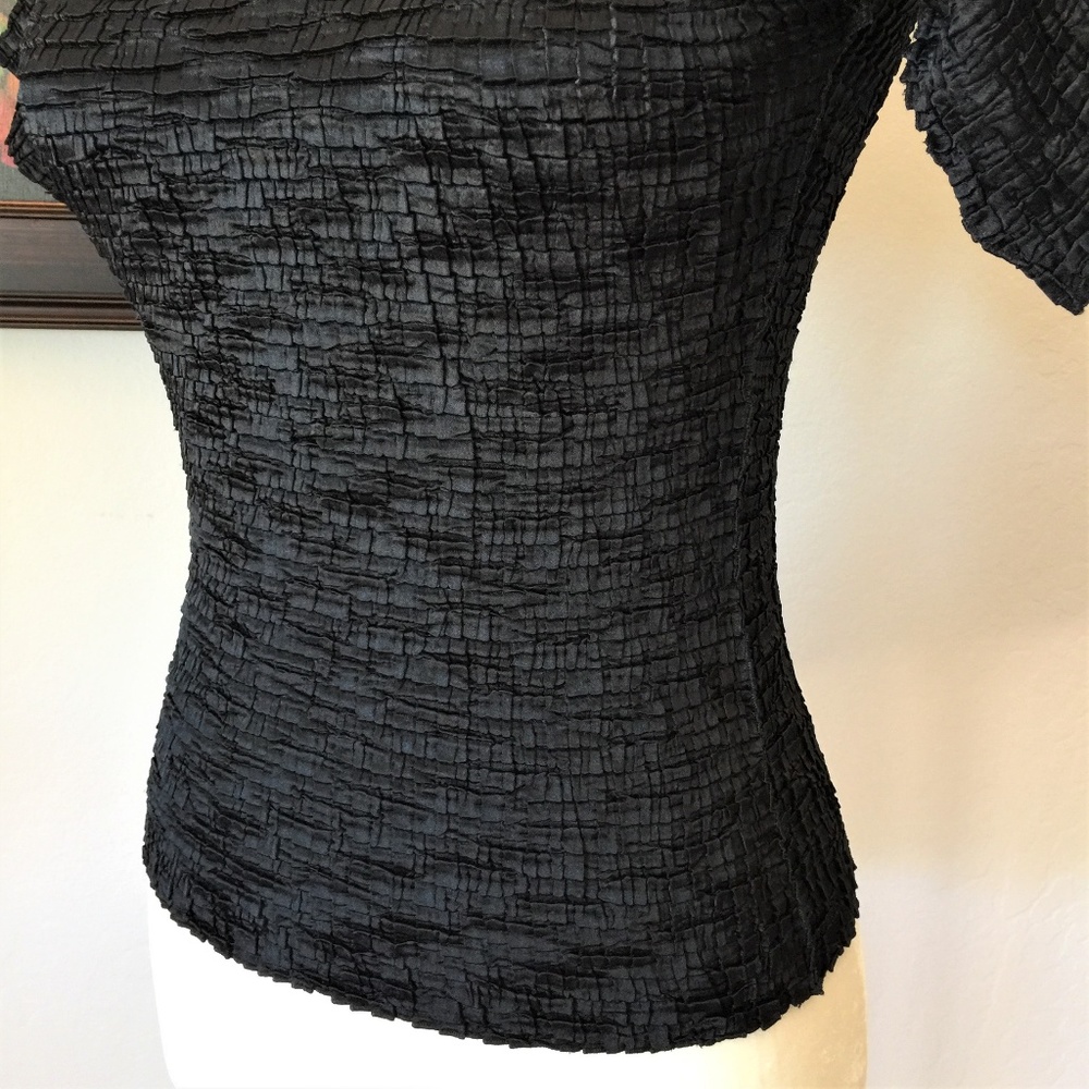 * SOLD* STRETCHY SILKY MOCK NECK TOP - Picture 3 of 8